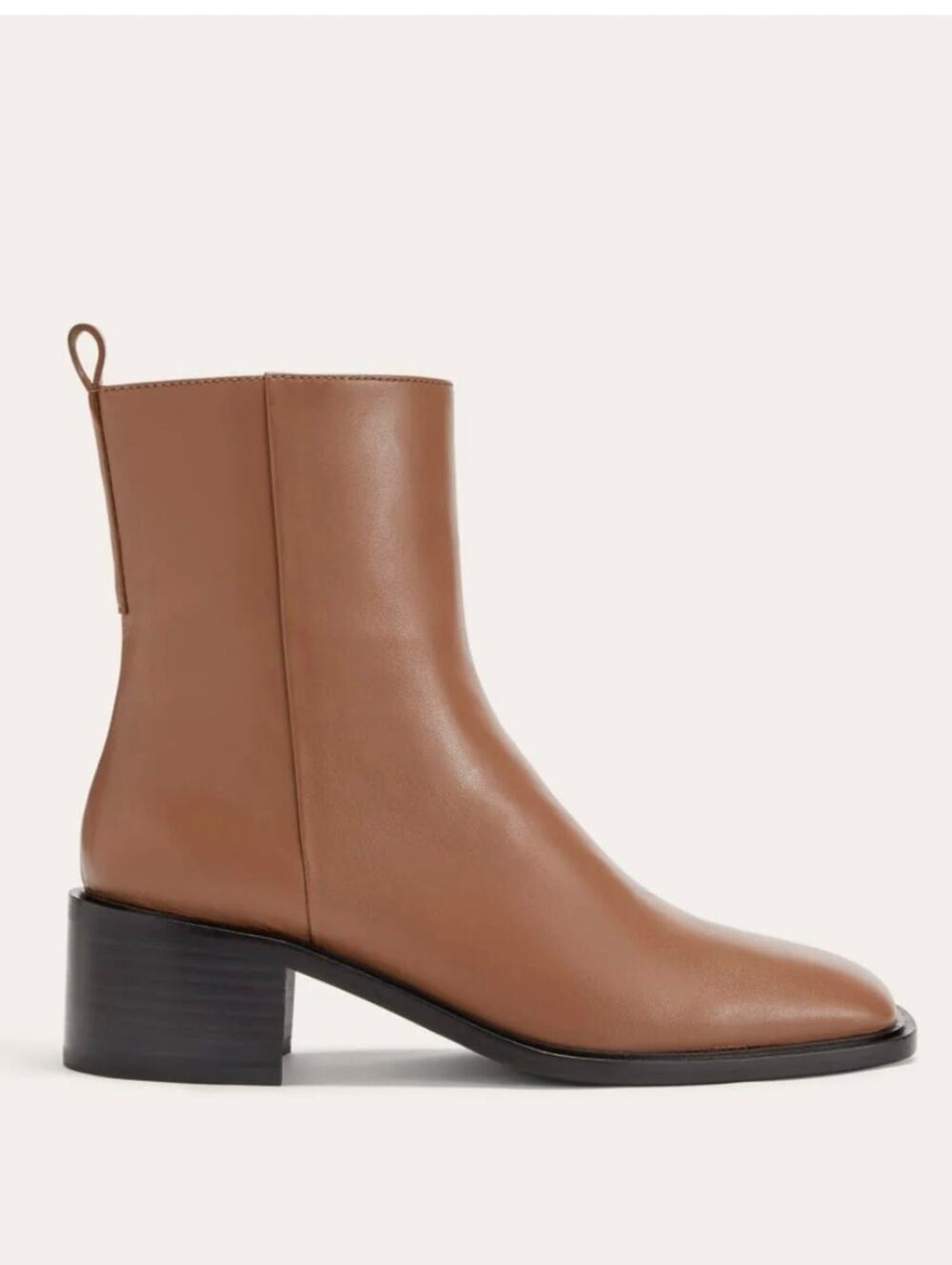Everlane The City Boot Saddle Brown Leather Block Heel Ankle Bootie 6.5